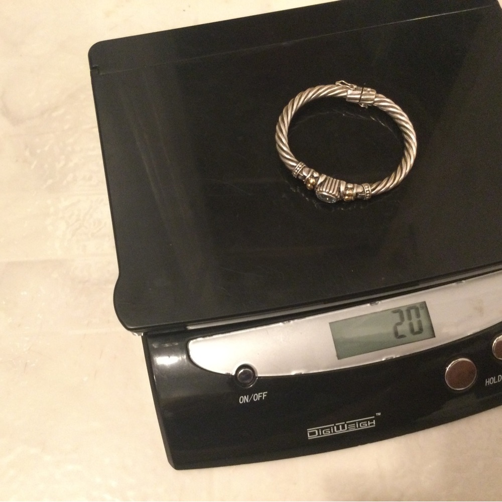 Samuel Benham blue topaz Sterling gold bangle bracelet.